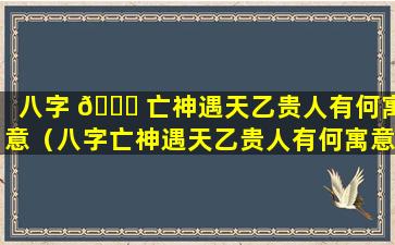 八字 🐒 亡神遇天乙贵人有何寓意（八字亡神遇天乙贵人有何寓意和 🐞 象征）